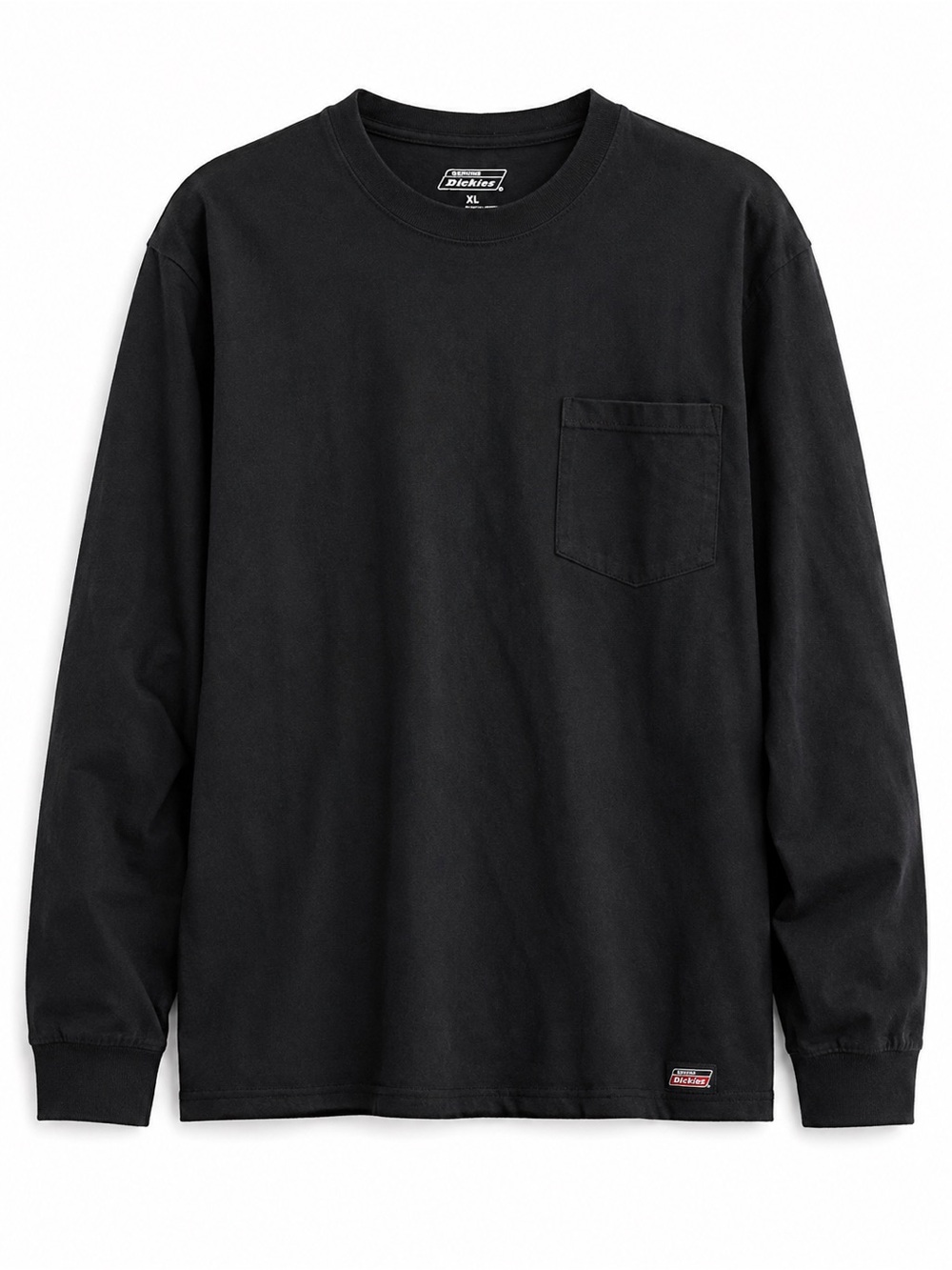 Dickies Long Sleeve Pocket Tee Black Cotton Crew Size XL